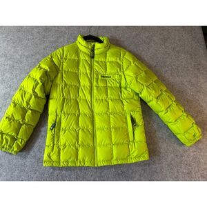 Marmot Boys Ajax Down Puffer Jacket Neon Green Sz L Winter Ski Snowboard